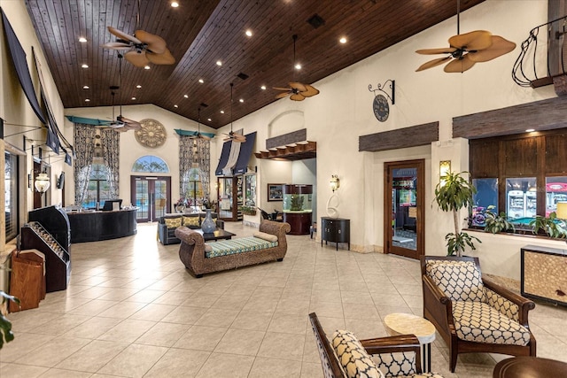 8962 Cuban Palm Rd, Kissimmee, FL 34747 - building lobby with high vaulted ceiling, wood ceiling, and recessed lighting