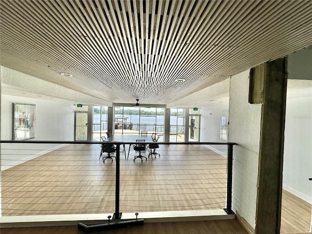 lobby featuring a water view