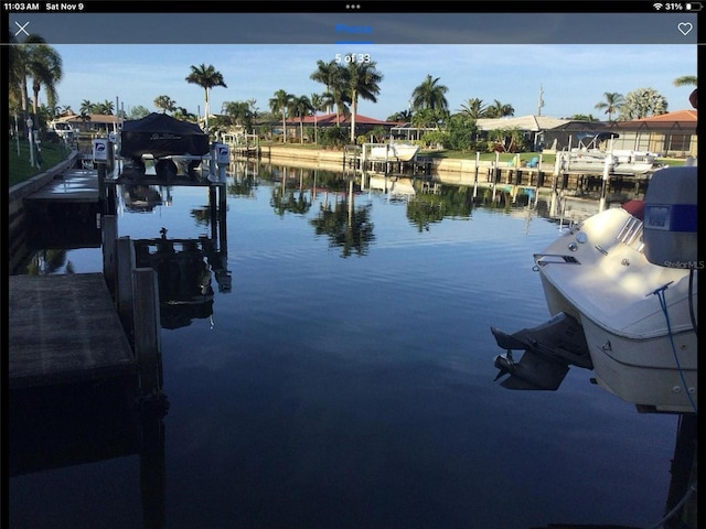 view of dock featuring a water view