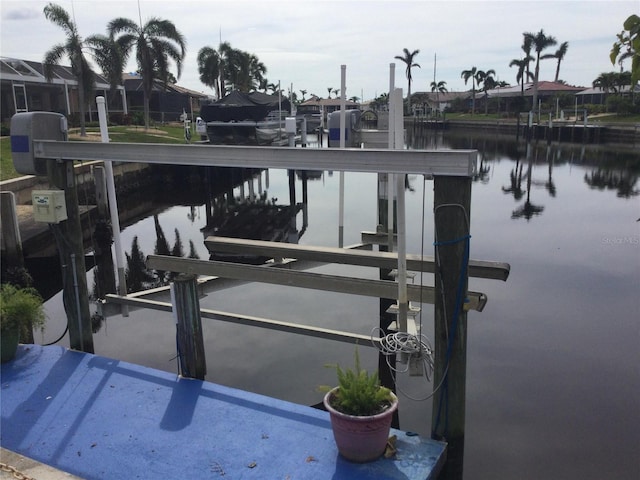 view of dock featuring a water view