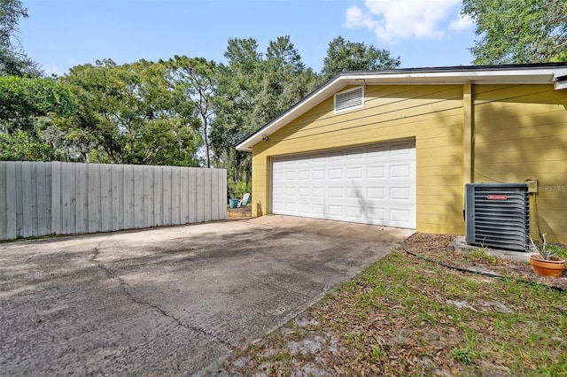 garage featuring central air condition unit