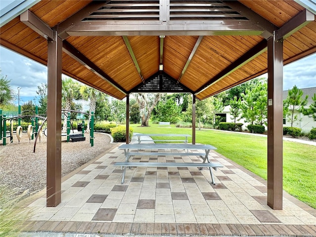 view of patio / terrace with a gazebo