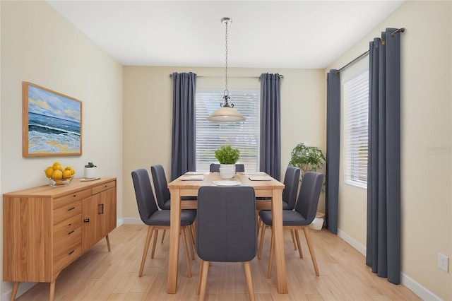 dining room with light wood-type flooring