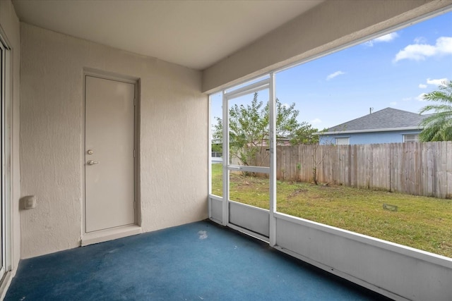 view of unfurnished sunroom