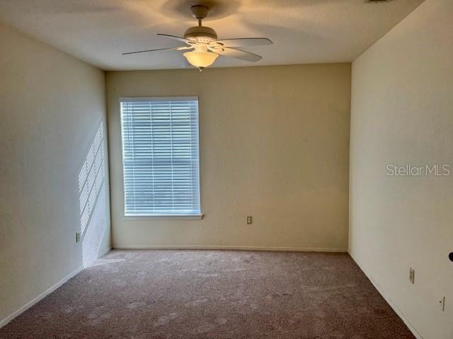 empty room featuring carpet and ceiling fan