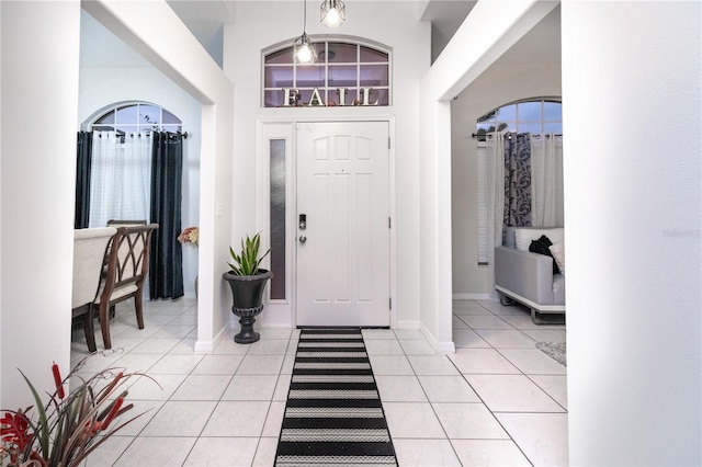 view of tiled foyer entrance