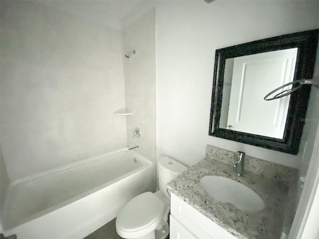 full bathroom featuring vanity, toilet, and tub / shower combination