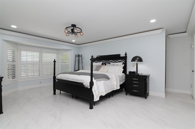 bedroom featuring crown molding