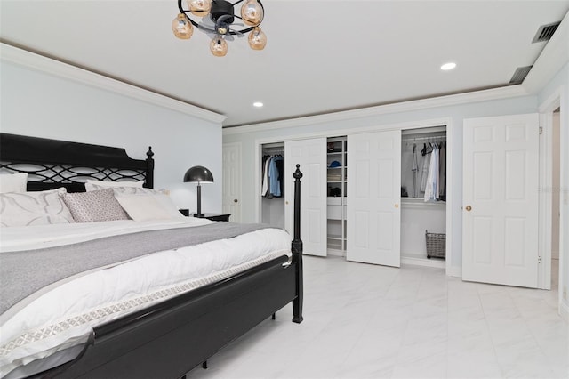 bedroom featuring crown molding