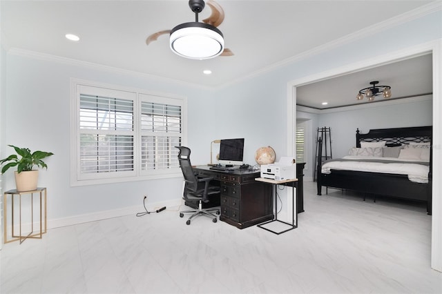 office featuring ornamental molding