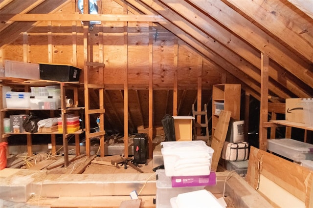 view of unfinished attic