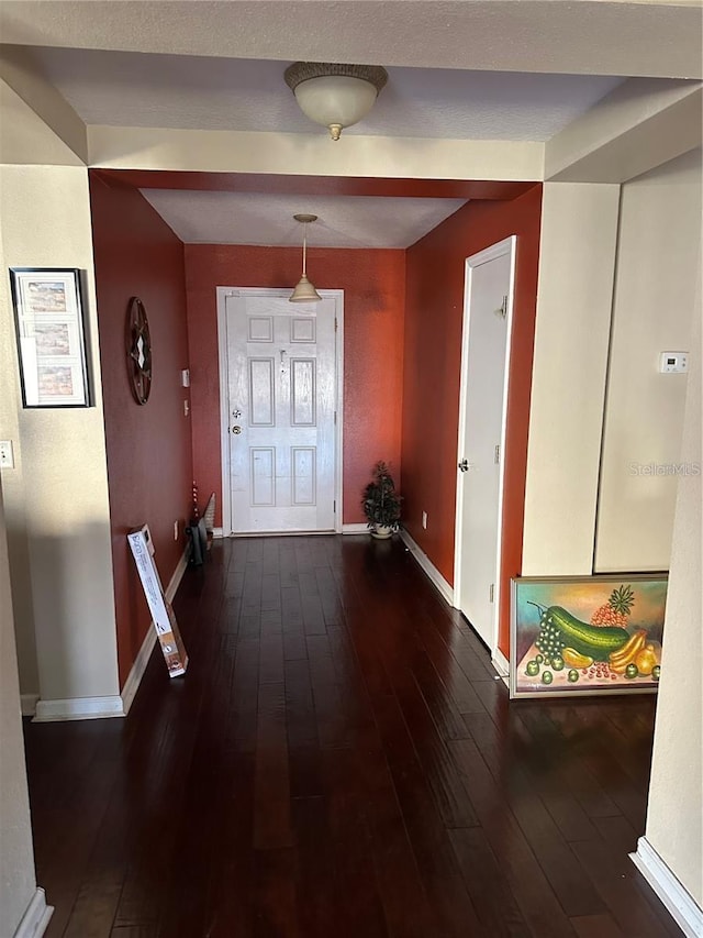 foyer entrance featuring dark hardwood / wood-style floors