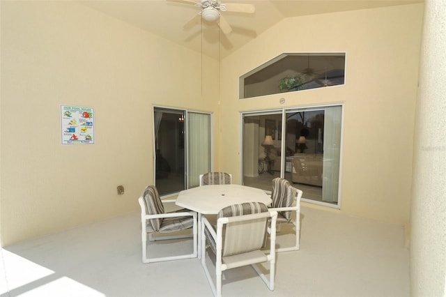 view of patio featuring ceiling fan