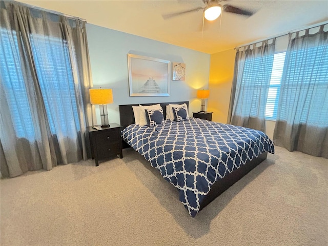 bedroom featuring carpet flooring and ceiling fan