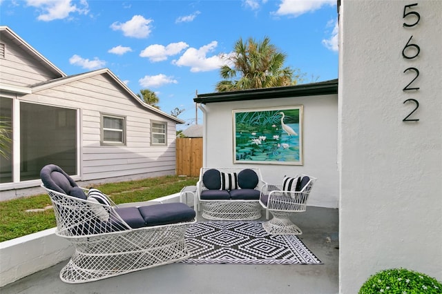 view of patio featuring an outdoor living space