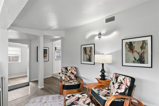 sitting room featuring hardwood / wood-style floors