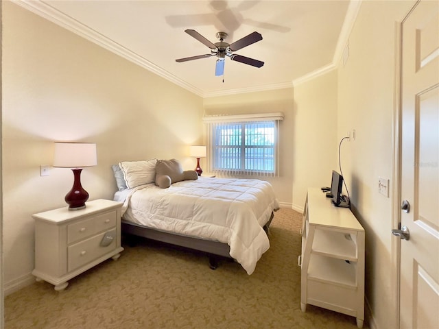 7612 Cabana Ct Unit 303, Reunion, FL 34747 - bedroom with crown molding, light colored carpet, baseboards, and ceiling fan