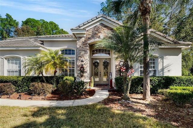 view of front of home featuring french doors