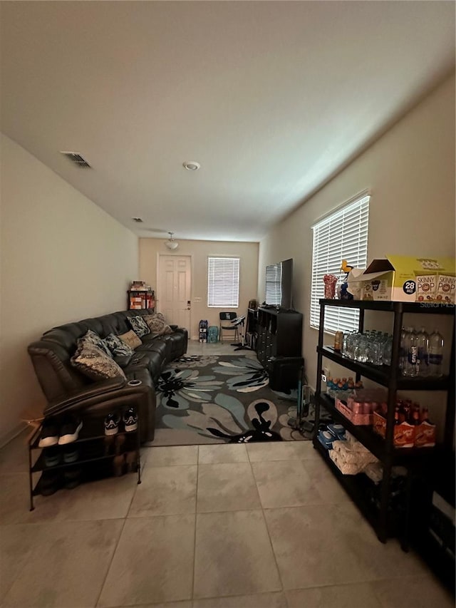 view of tiled living room