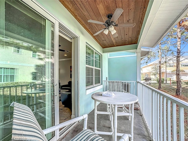 balcony with ceiling fan