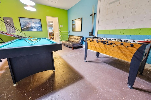 playroom with billiards