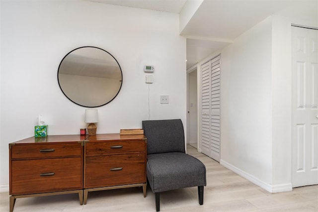 living area featuring light hardwood / wood-style flooring