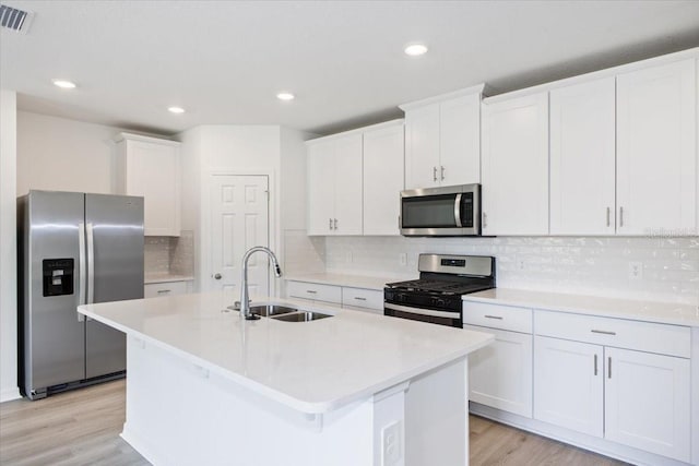 kitchen with white cabinetry, sink, and stainless steel appliances