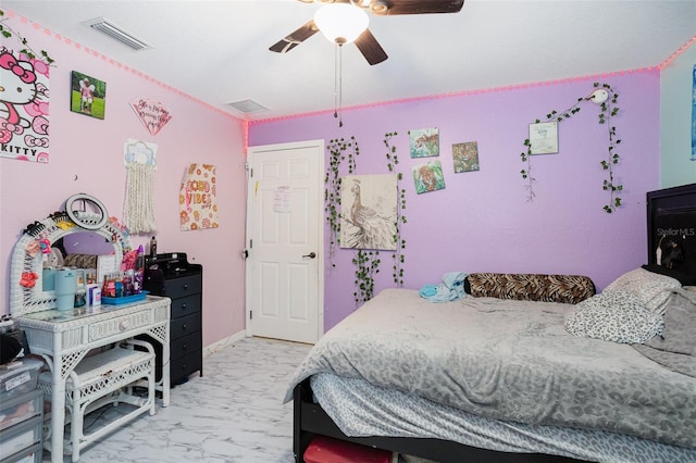 bedroom featuring ceiling fan