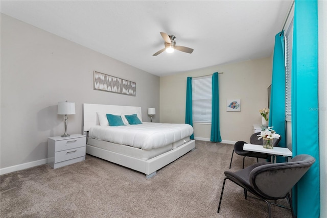 bedroom featuring carpet flooring and ceiling fan