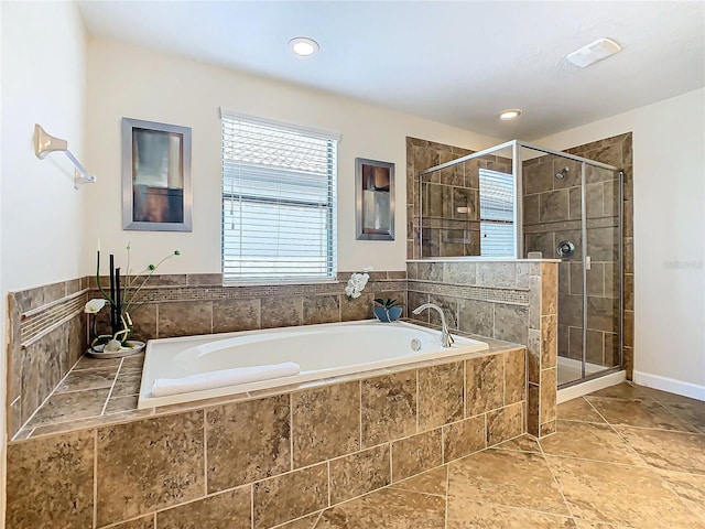 bathroom with plus walk in shower