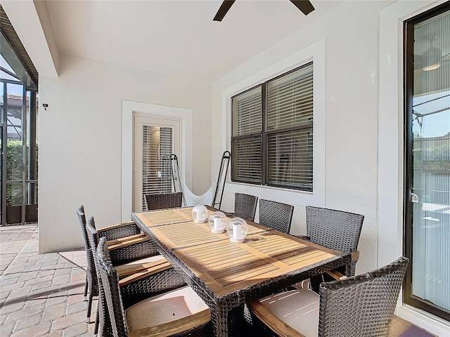 view of patio with ceiling fan