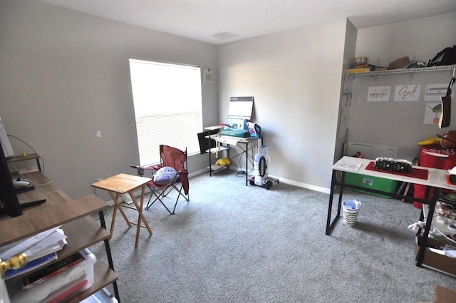 home office featuring carpet flooring