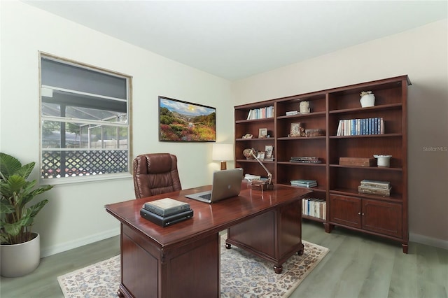 office space featuring light hardwood / wood-style floors