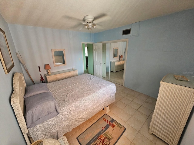 721 S Beach St Unit 217A, Daytona Beach, FL 32114 - tiled bedroom with a closet and ceiling fan