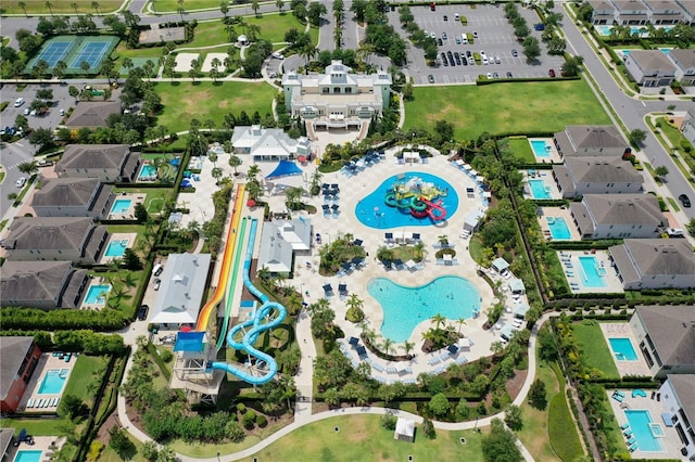 drone / aerial view featuring a residential view