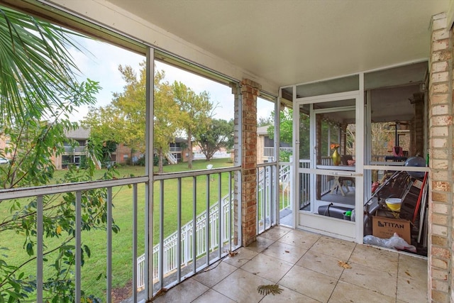 view of unfurnished sunroom