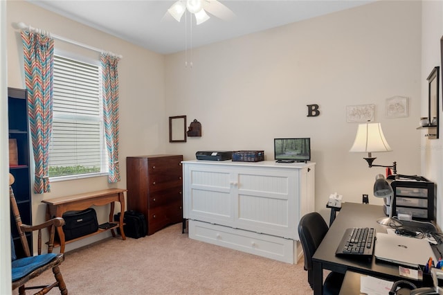 5307 Cortland Dr, Davenport, FL 33837 - office area with light colored carpet and ceiling fan