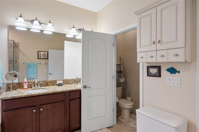 5307 Cortland Dr, Davenport, FL 33837 - full bathroom featuring vanity, tile patterned flooring, and a shower with shower door