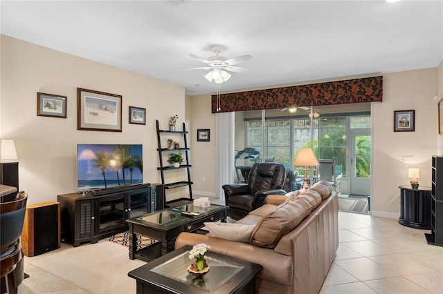 5307 Cortland Dr, Davenport, FL 33837 - living room featuring light tile patterned floors and ceiling fan