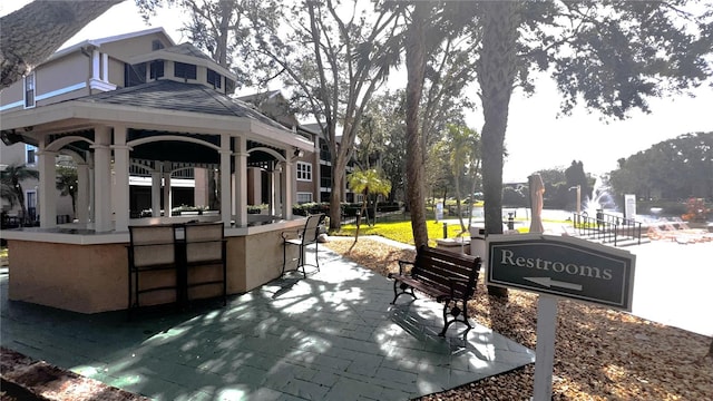 view of patio featuring a gazebo