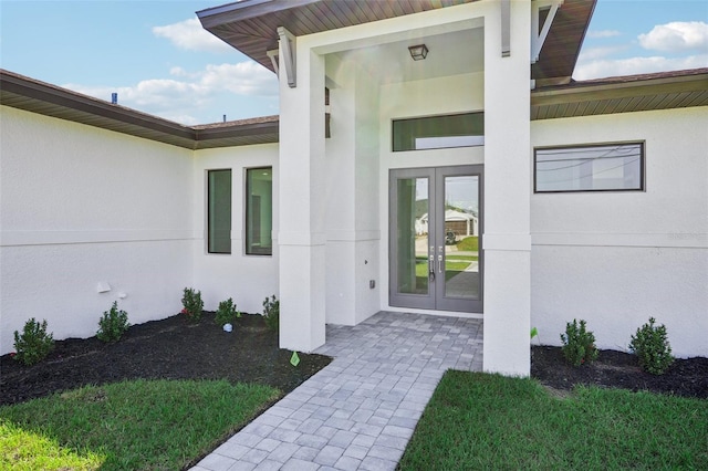 property entrance with french doors