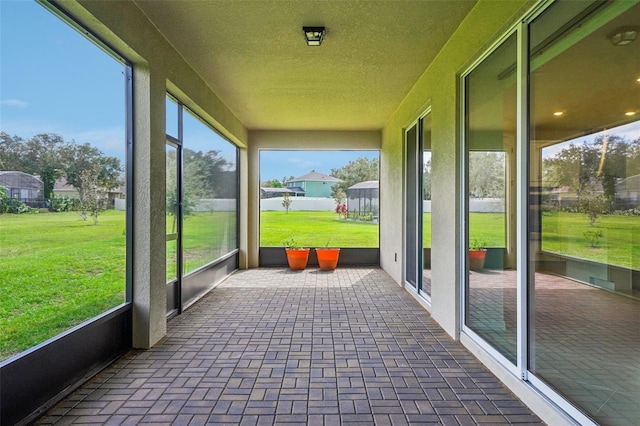 view of unfurnished sunroom