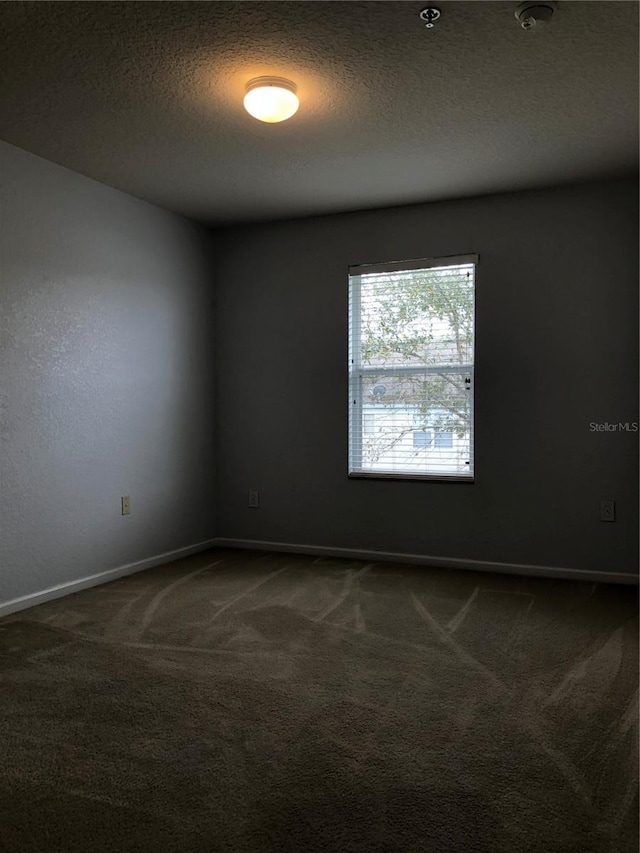 empty room featuring a textured ceiling and carpet floors