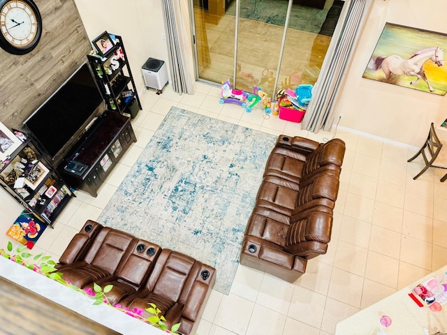 living room featuring tile patterned floors