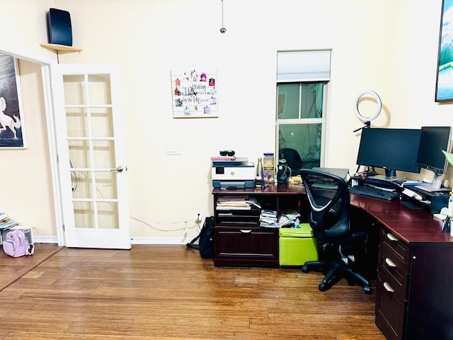 office space featuring wood-type flooring