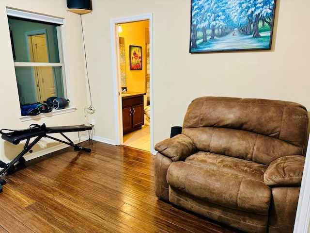 sitting room featuring wood-type flooring