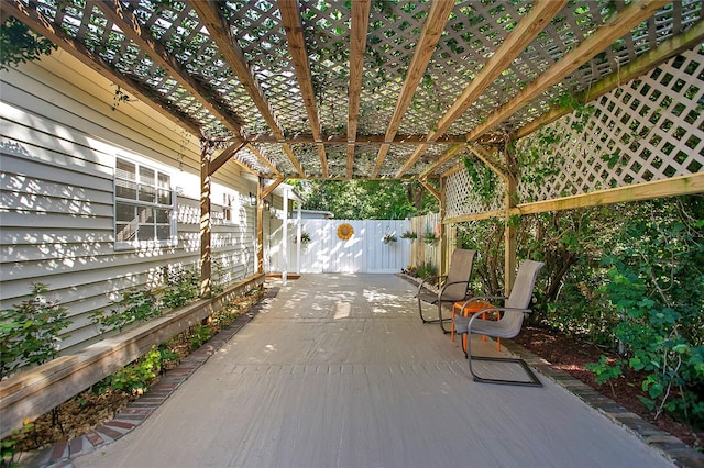 view of patio featuring a pergola