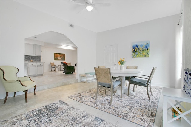 dining area with ceiling fan