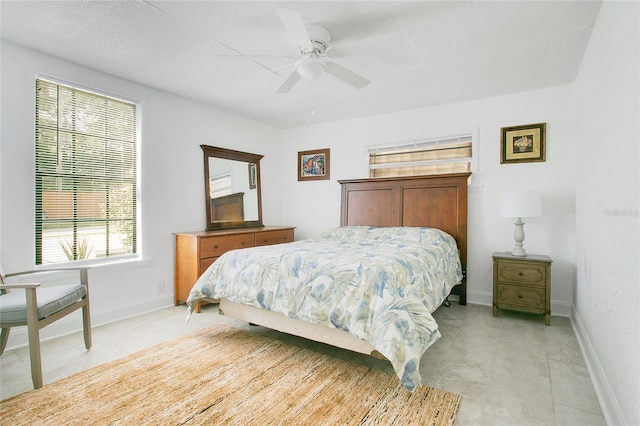 bedroom featuring ceiling fan