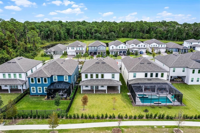 aerial view with a residential view